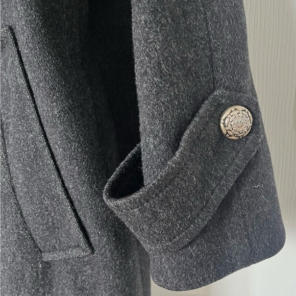 Vintage London Fog 100% Pure Virgin Wool Long Overcoat Charcoal |Paisley Size 12 - Picture 5 of 7